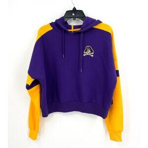 COLOSSEUM Womens ECU Pirate Stripe Cropped Hoodie Large Purple Sweatshirt NWT